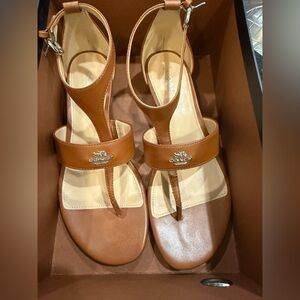 Coach Vienna Semi Matte Calf brown  leather sandals 6.5 NIB